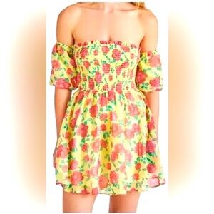 Betsey Johnson Yellow and Pink Floral  Dress
